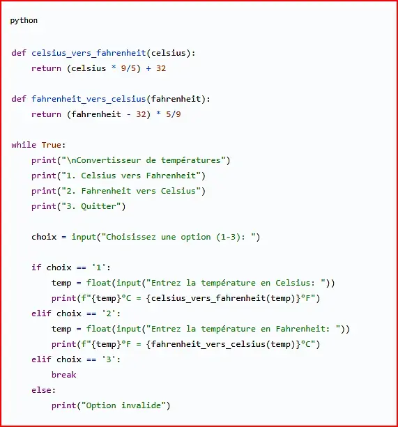 Exemple concret - créer un programme informatique simple